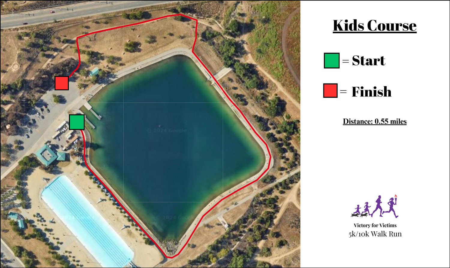 Map of Victory for Victims 2024 Race for the Kids Run